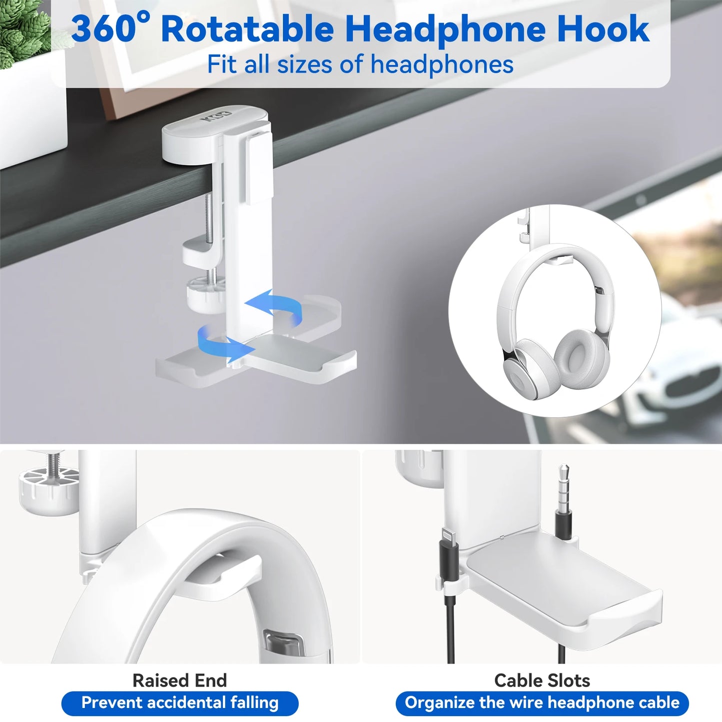 4 in 1 Desk Headphone Hanger Clamp