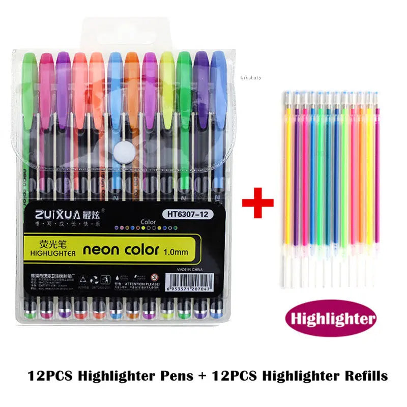 12Pcs/Set Glitter Gel Pen Set