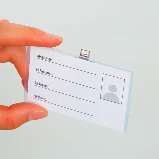 Transparent ID Badge Holder with Safety Pin & Clip