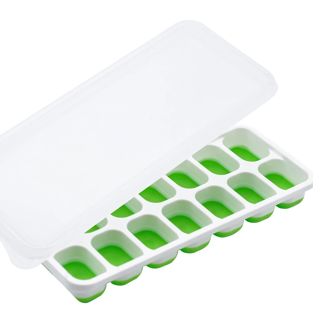 14-Grid Silicone Ice Cube Tray with Lid