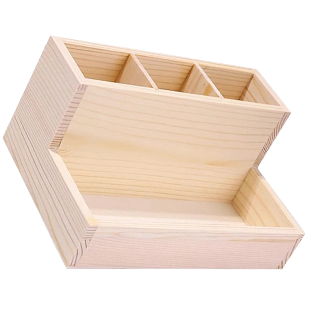 Wooden Multi-Compartment Makeup Organizer Box