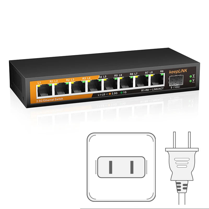 KeepLiNK 9-Port 2.5G Multi-Gigabit Ethernet Switch