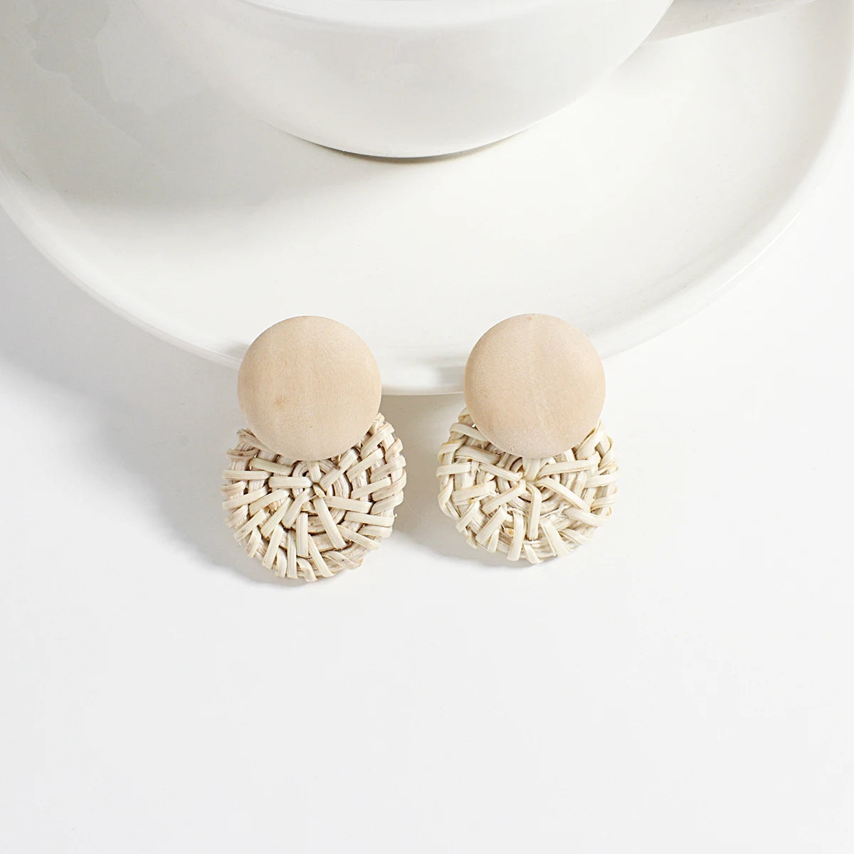 AENSOA Boho Handmade Geometric Wooden Drop Earrings