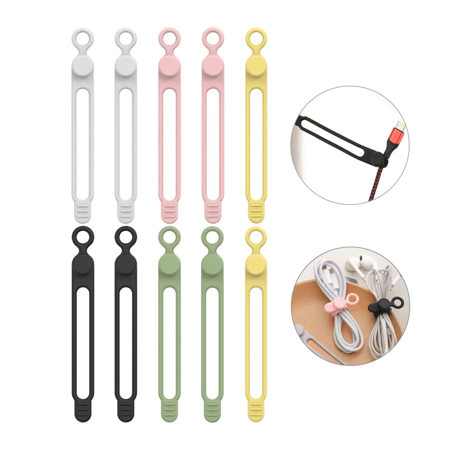 Reusable Silicone Cable Ties for Cord Management & Travel Organization