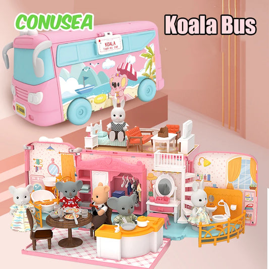 Koala Bus Diary Dollhouse Home Pretend Toys