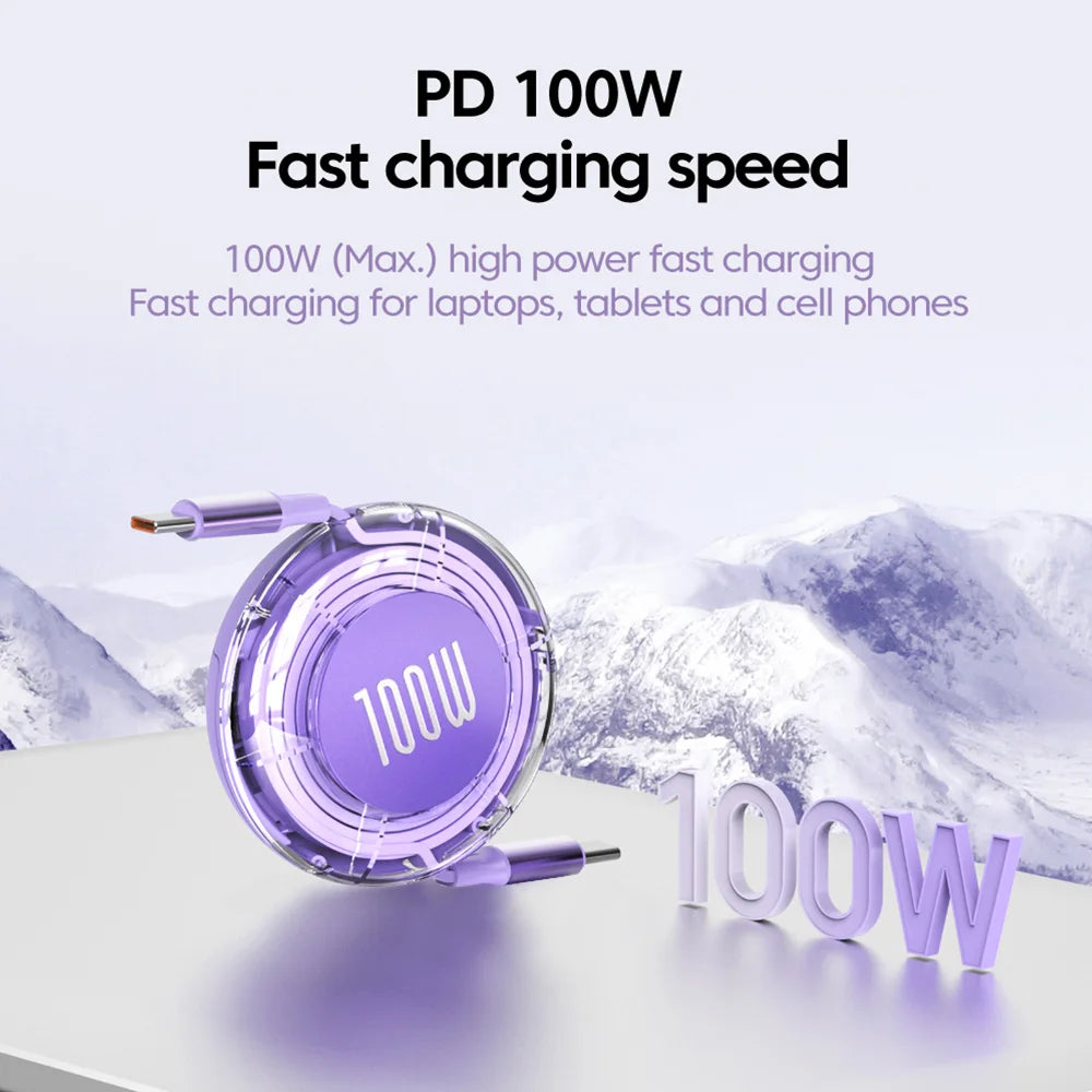 Retractable Cable USB Type C to Type C For Iphone Huawei