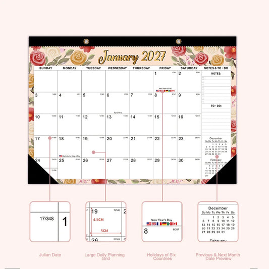 2027 Large Wall Calendar Planner – 18 Month Monthly Organizer