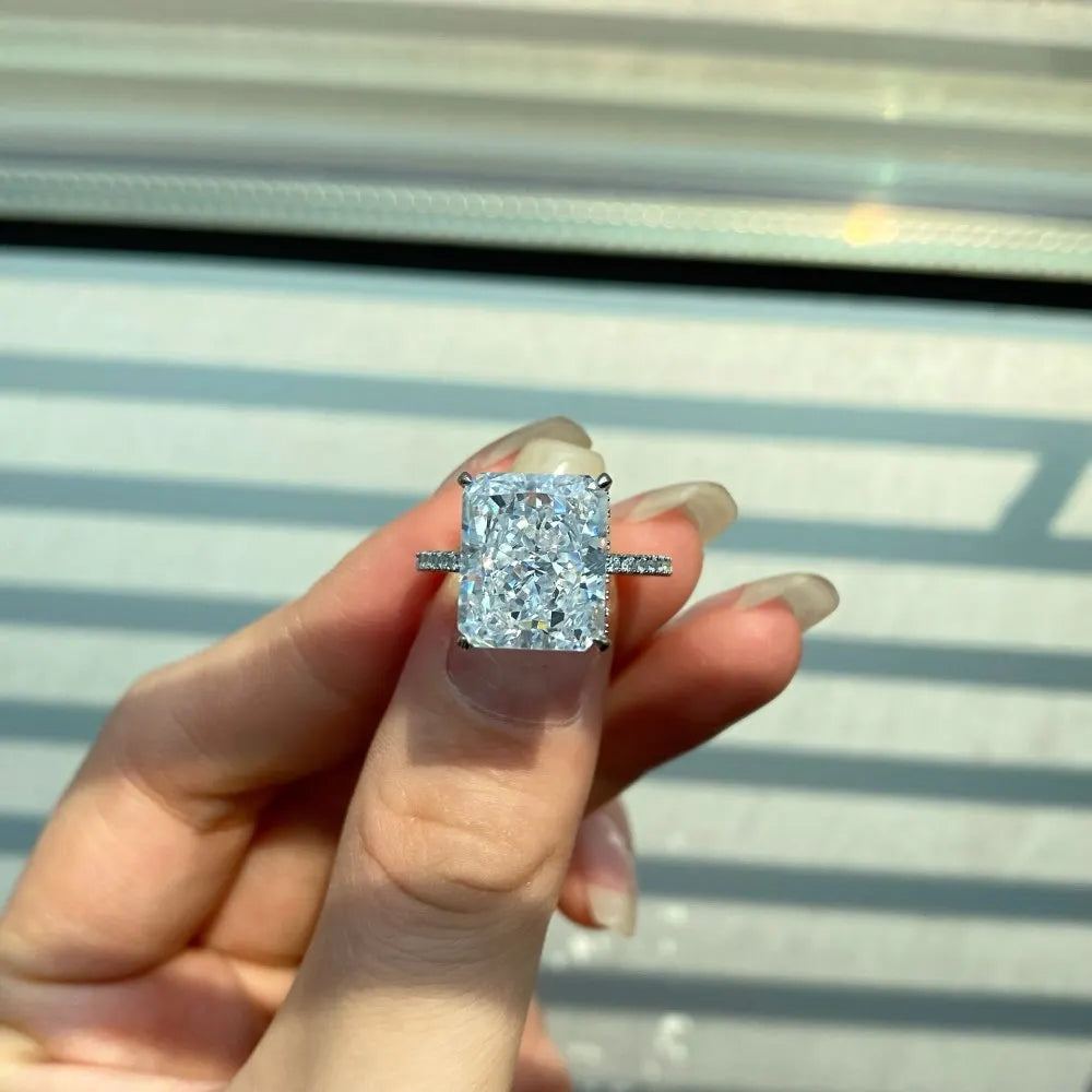 WUIHA Real 925 Sterling Silver 8CT White Sapphire Ring
