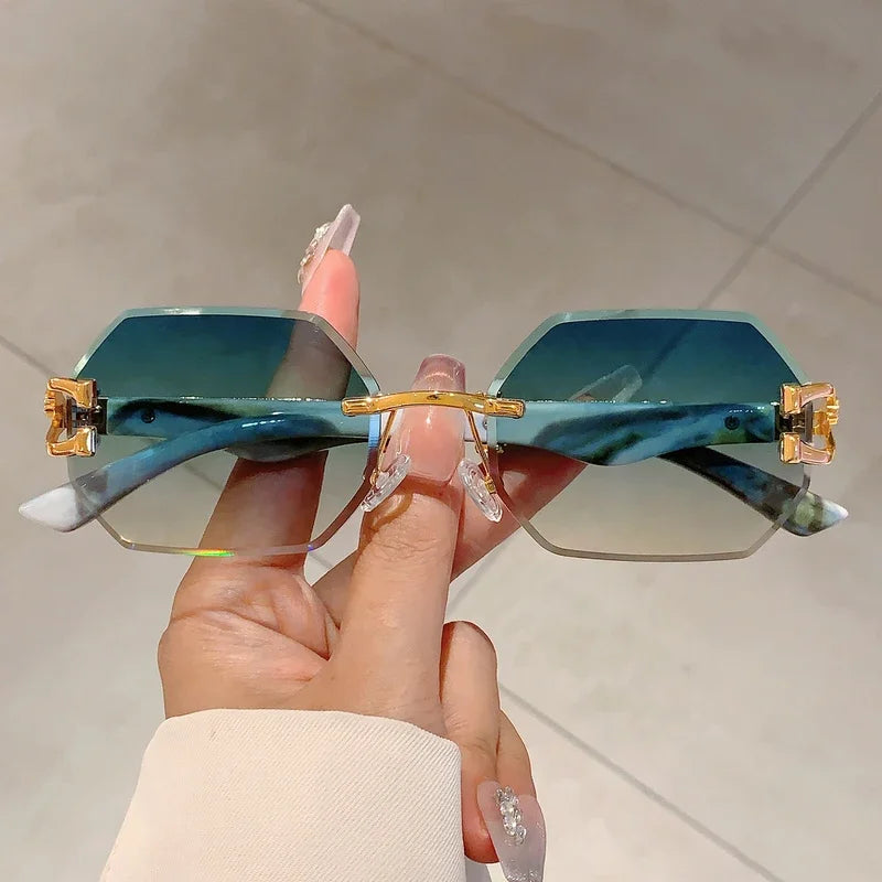 Vintage Rimless Polygon Sunglasses