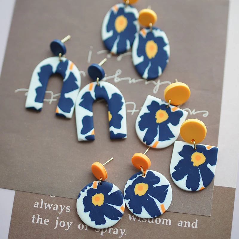 Flower Abstract Art Deco Pattern Earrings