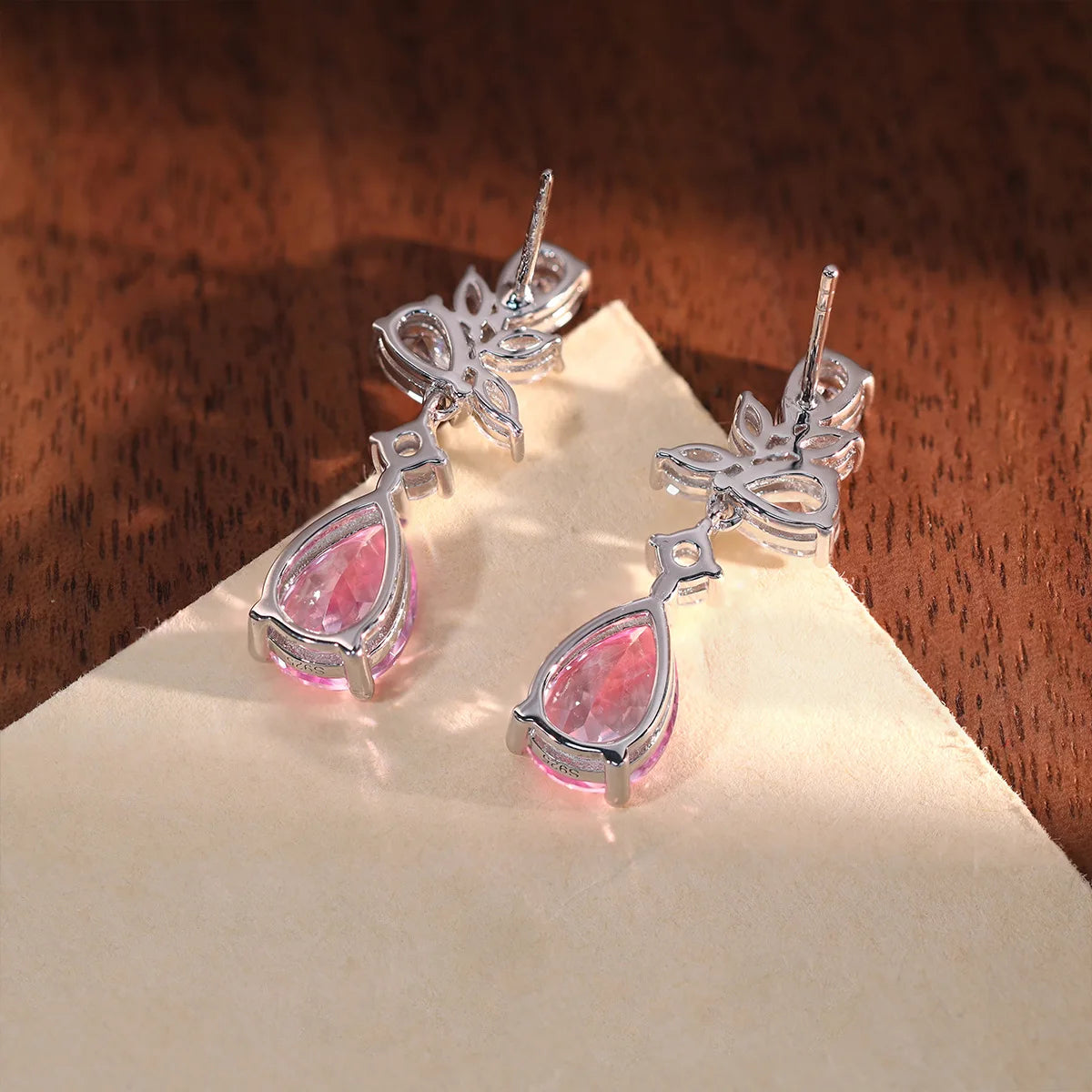 925 Silver Morganite Floral Drop Earrings