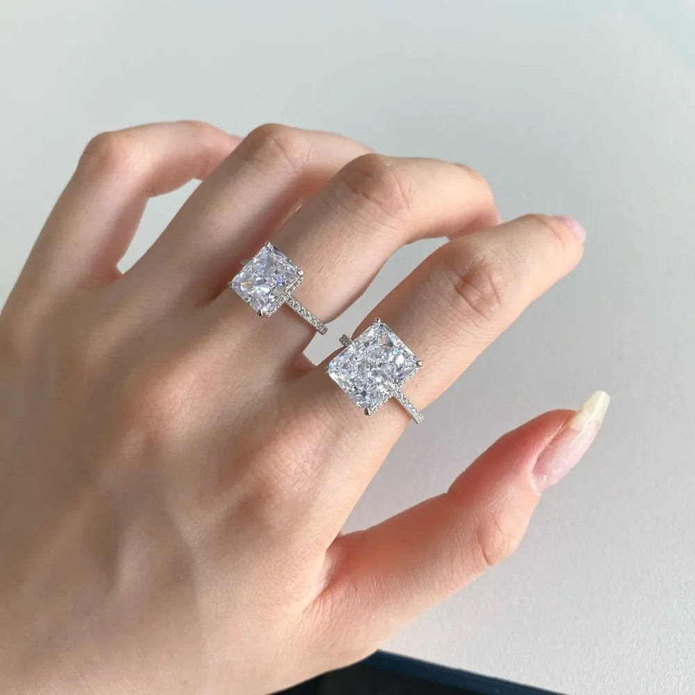WUIHA Real 925 Sterling Silver 8CT White Sapphire Ring