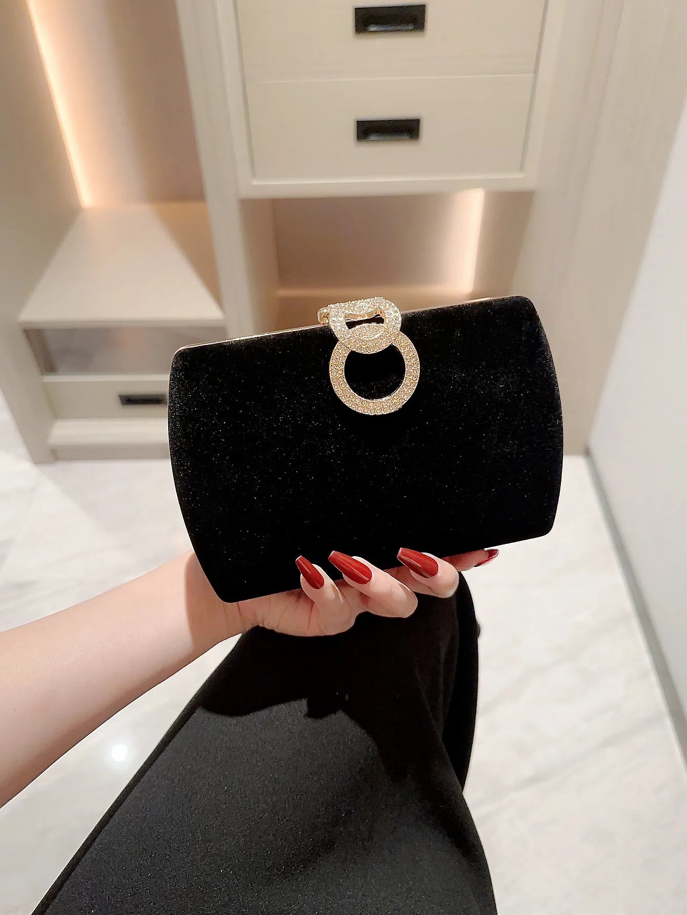 Velvet Box Clutch Bag