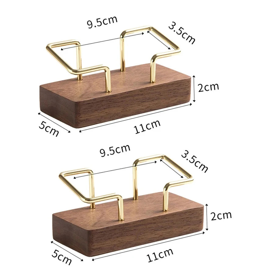 Wooden Business Card Holder with Metal Stand