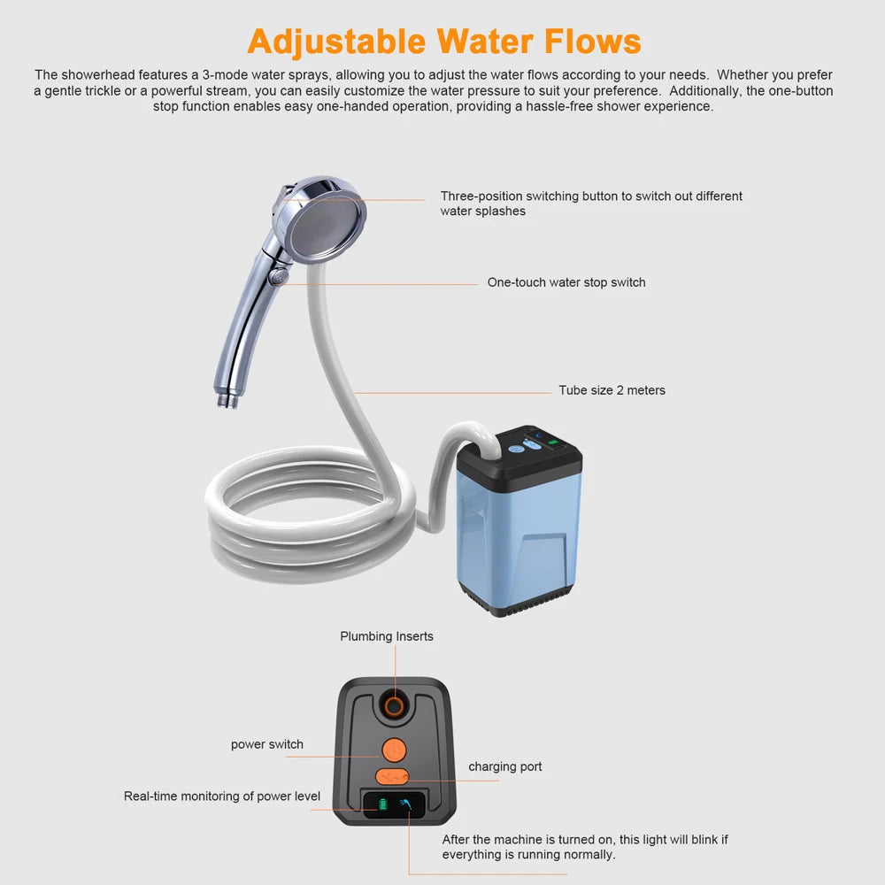 Portable Camping Rechargeable Battery Shower Pump