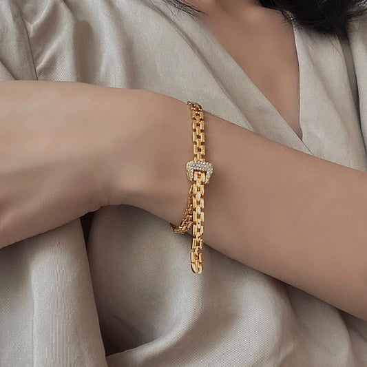 Aensoa Gold Color Adjustable Metal Watchband Bracelet