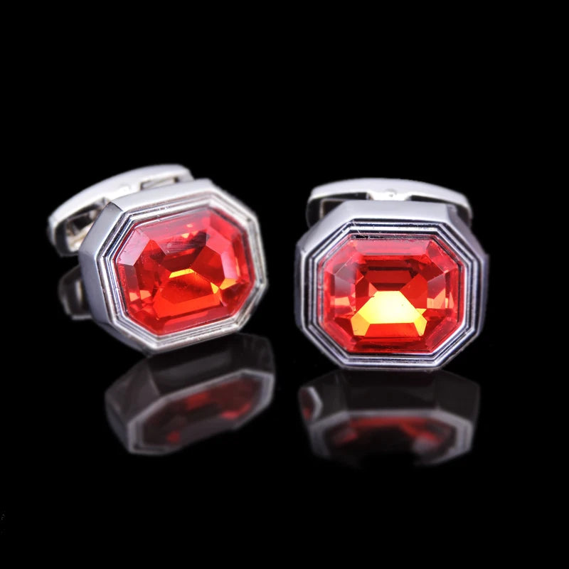 Novelty Luxury Blue White Crystal Cufflinks