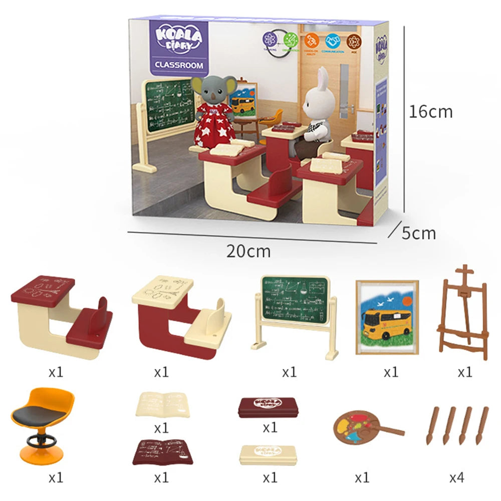 Dollhouse Koala Miniature Simulation Classroom Scene
