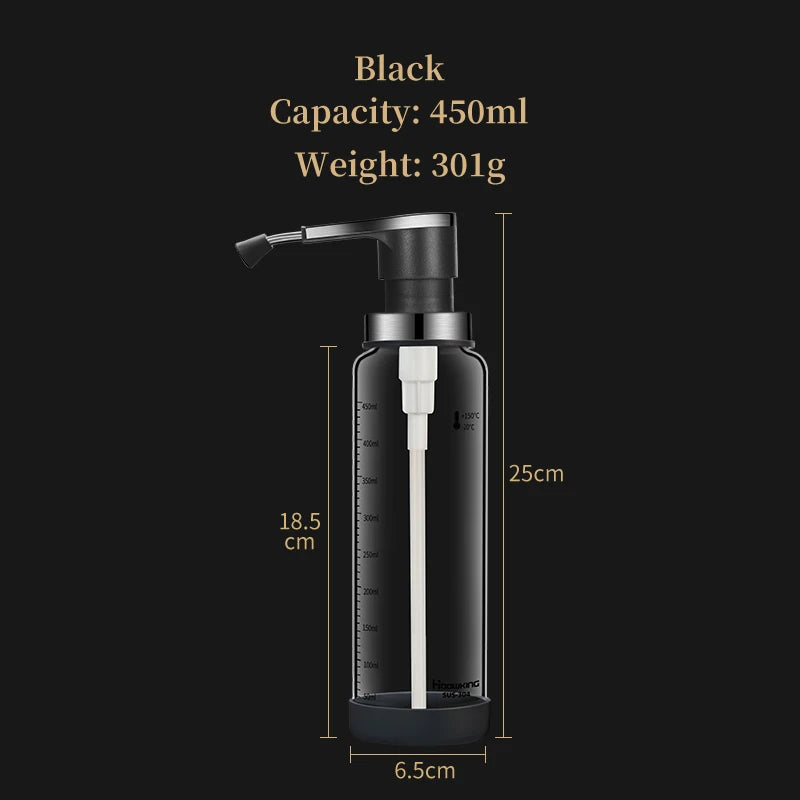 Glass Sauce Dispenser Bottle with Press Pump