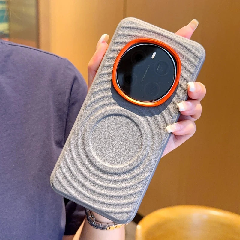 Magnetic Ripple Pattern Leather Back Cover Case For Honor Magic 6 7 Pro
