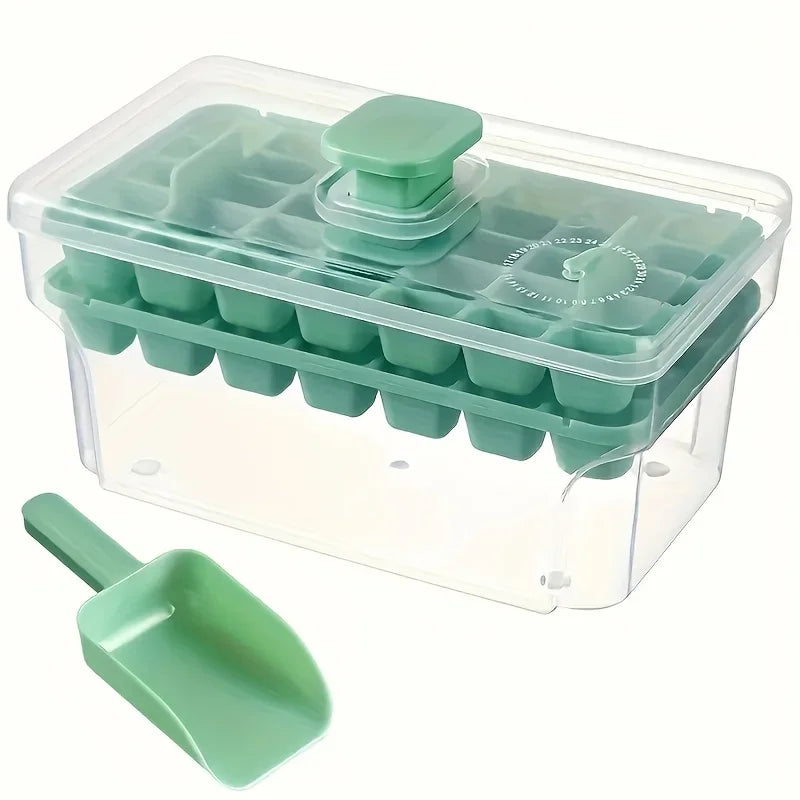 68-Grid Refrigerator Ice Cube Tray with Lid & Scoop