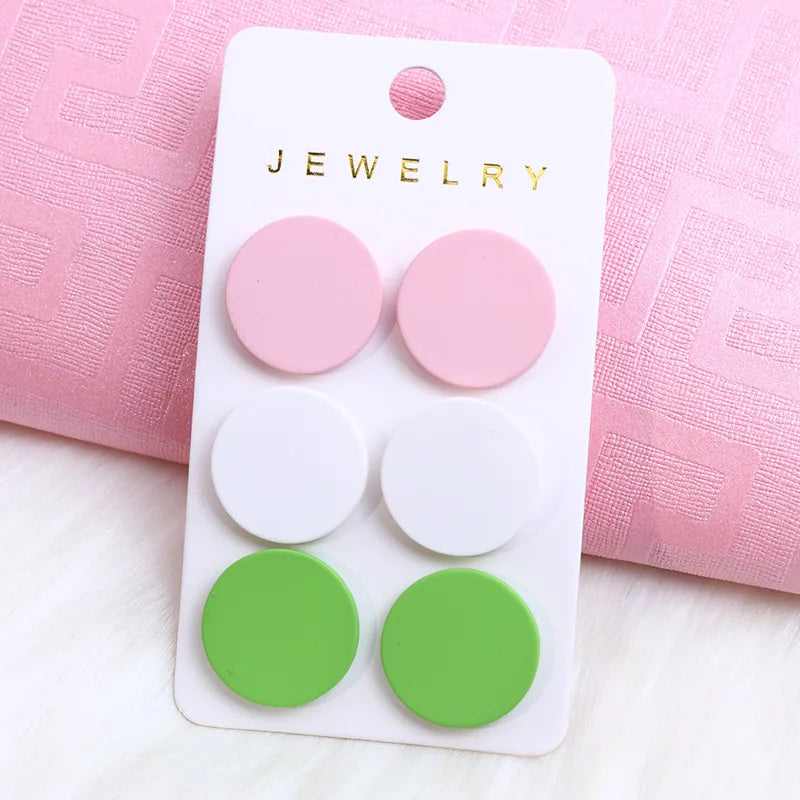 Acrylic Round Square Hexagonal Heart Stud Earrings