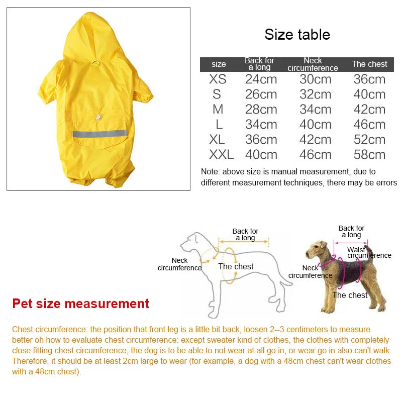 Pet Dog Raincoat