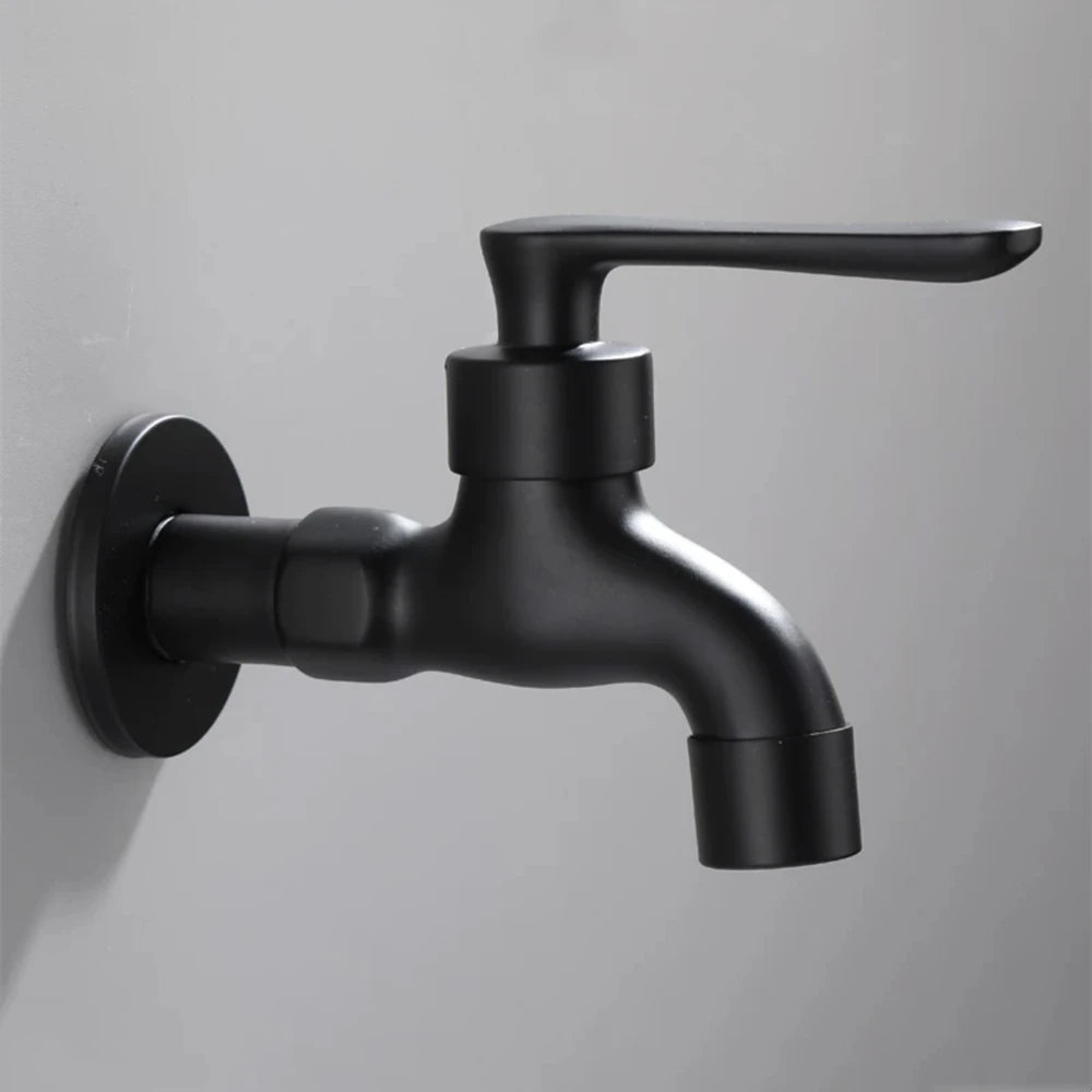 Black Wall Mounted Washing Machine Tap