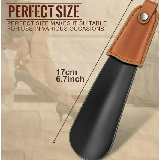 Stainless Steel Shoe Horn with Leather Handle
