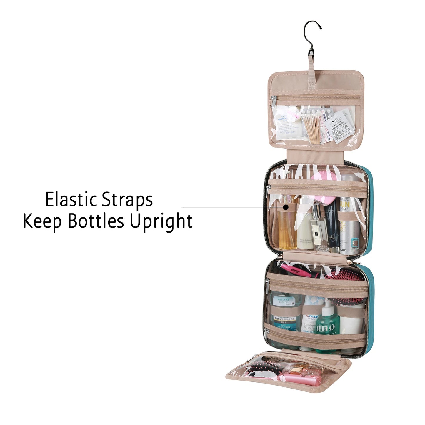 Makeup Cosmetic Bag with Hanging Hook Water-resistant