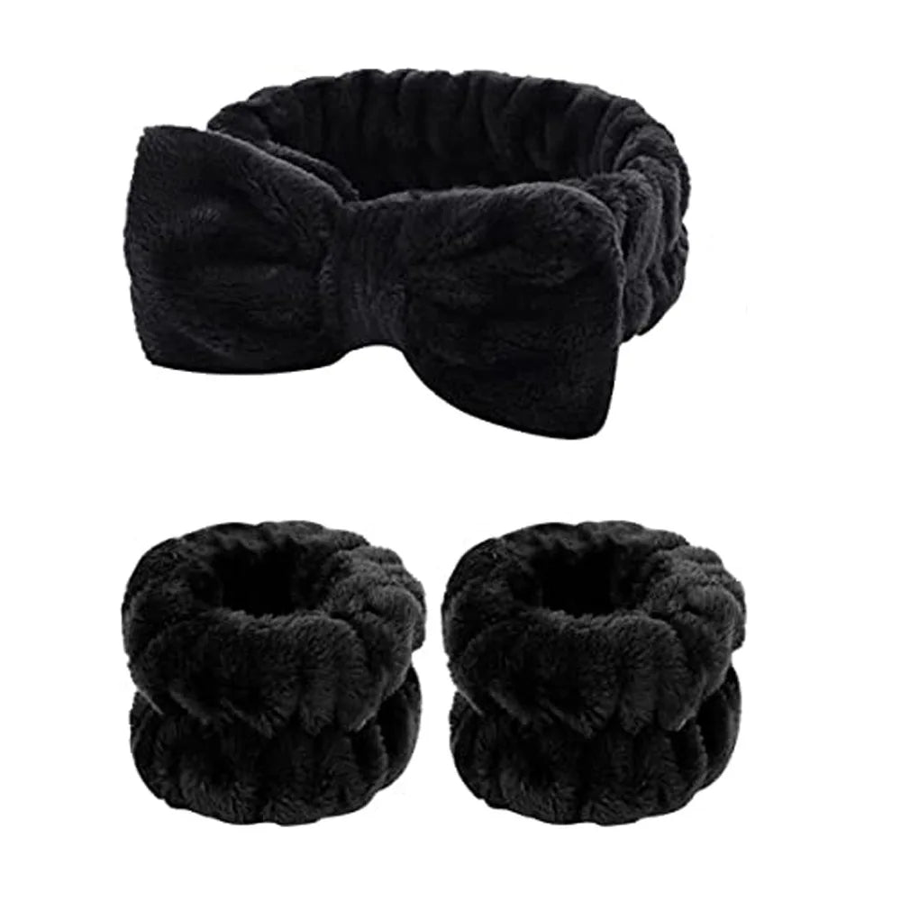 3Pcs/Set Face Wash Headband With Wrist Bands