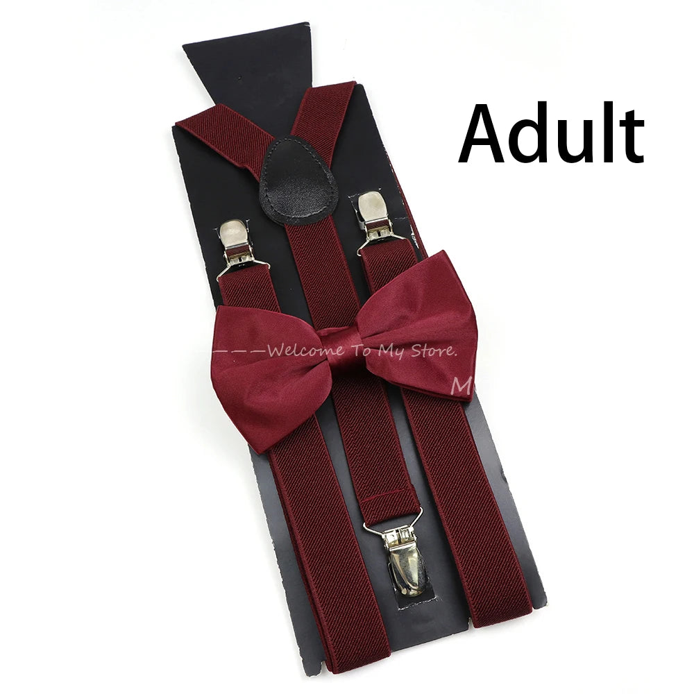 Solid Color Elastic Leather Suspenders