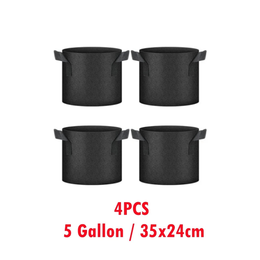 Black Fabric Grow Bags Set