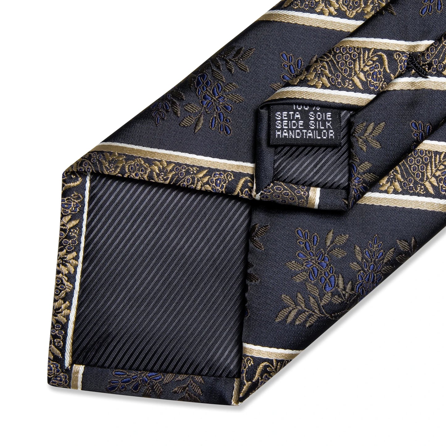 Men's Tie Set with Clip 8cm Necktie Handkerchief Cufflinks