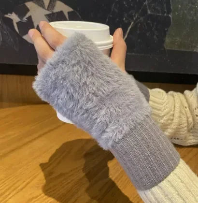 Fleece Half Finger Gloves