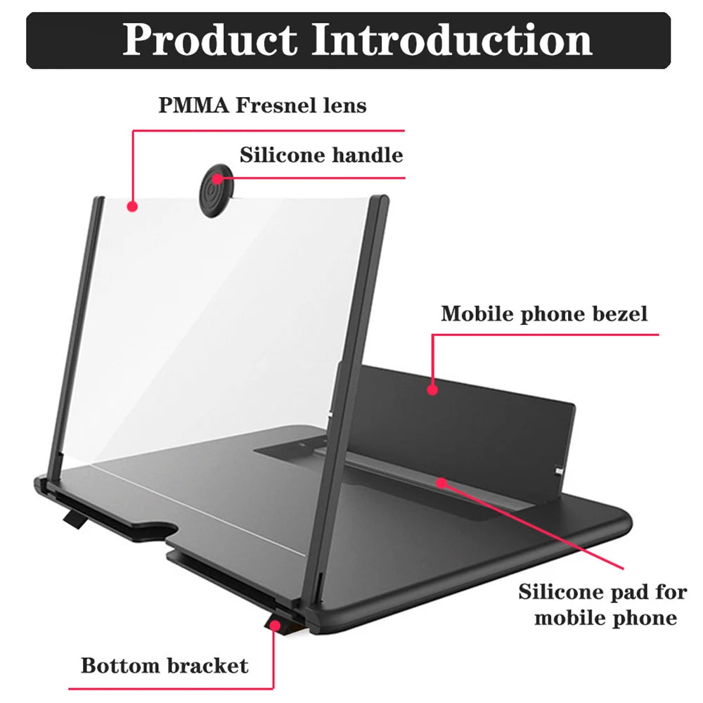 14 inch 3D Portable Screen Magnifier Glass Stand