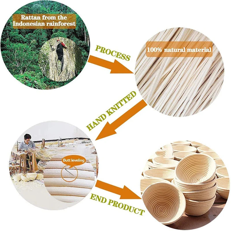 Banneton Set or Bread Tools Optional Natural Rattan Basket