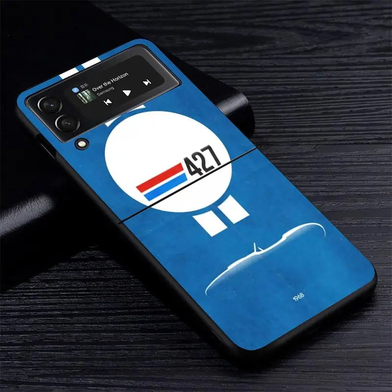 Car Blue Orange Stripe Z Flip Case