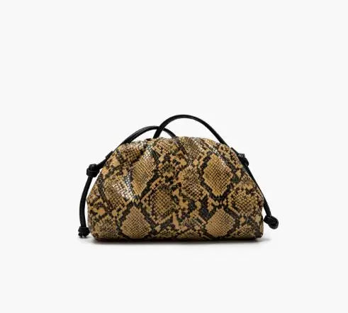 Snake Pattern Ruched Shoulder Bag