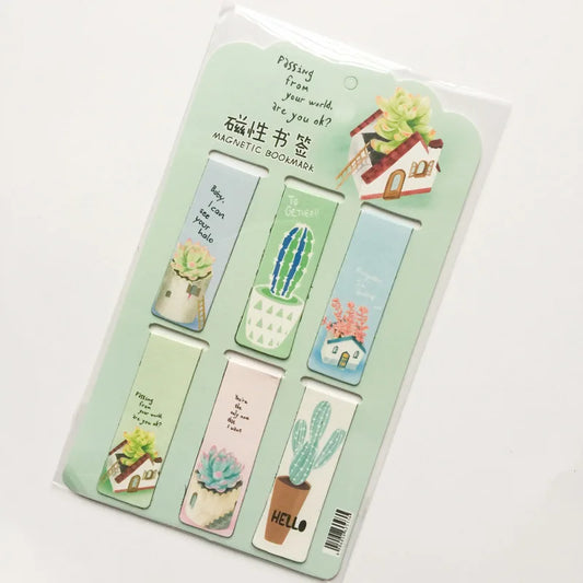Cactus Magnetic Bookmark Set