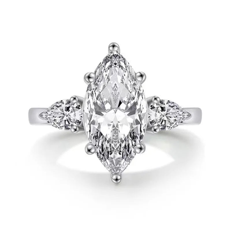 NKHOG 3 Carat Marquise Cut Moissanite Ring