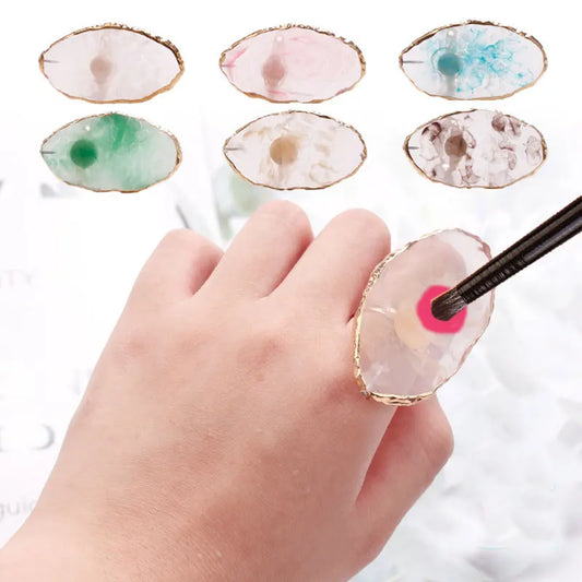 1 Pc Resin Stone Color Nail Art Ring