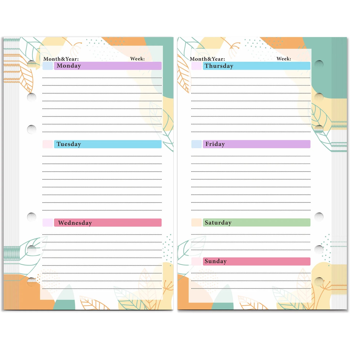 Practical Household Accessory – A6 Colorful Loose Leaf Notebook Refill – pp
