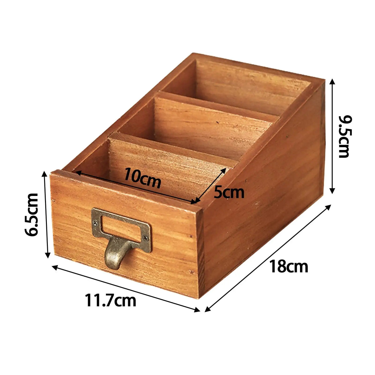 Vintage Wooden Desktop Organizer Storage Box