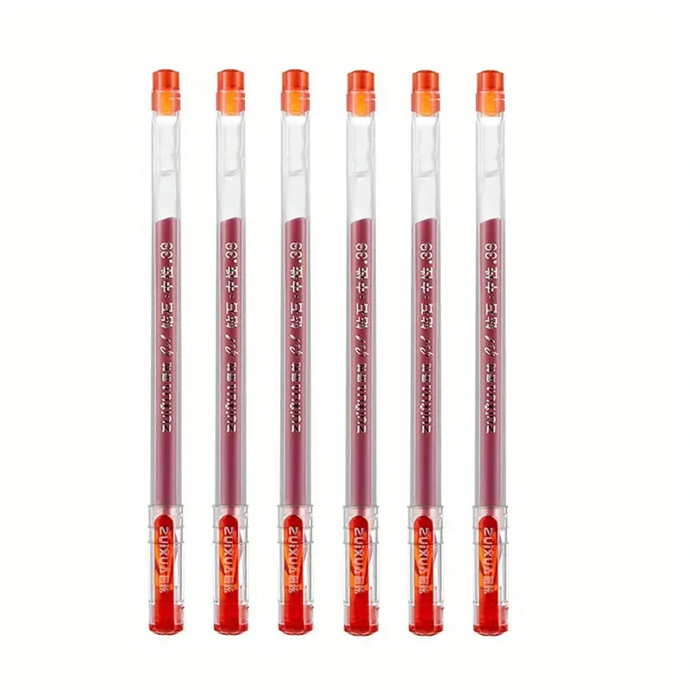 6pcs Large-capacity Ink Diamond Tip Gel Pen 0.38mm Black/Blue/Red Refill
