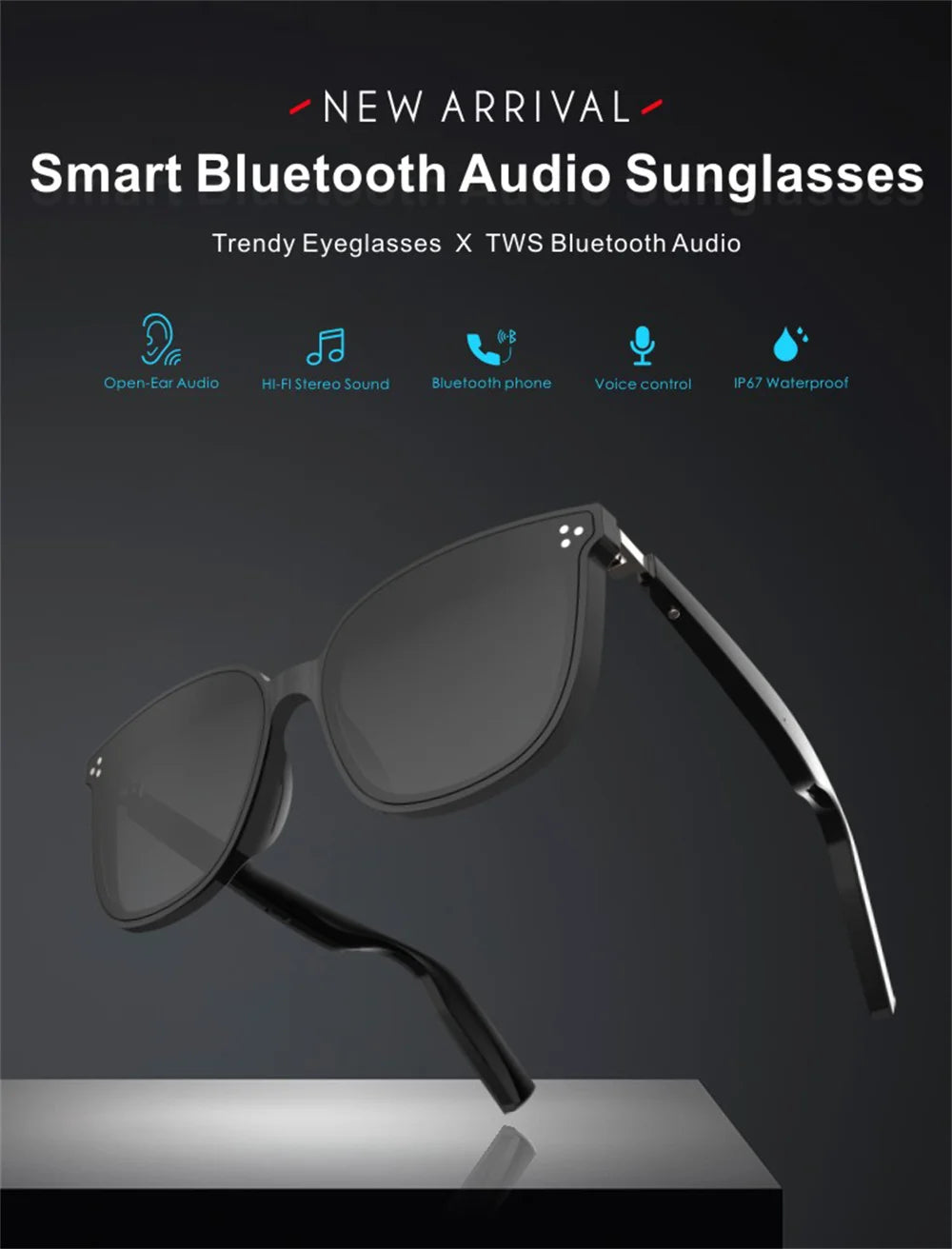 Stereo Sound Wireless Bluetooth Sunglasses