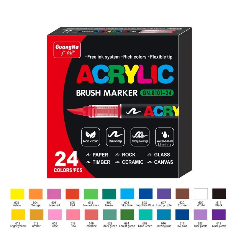 12/24/30 Colors Acrylic Marker Pens