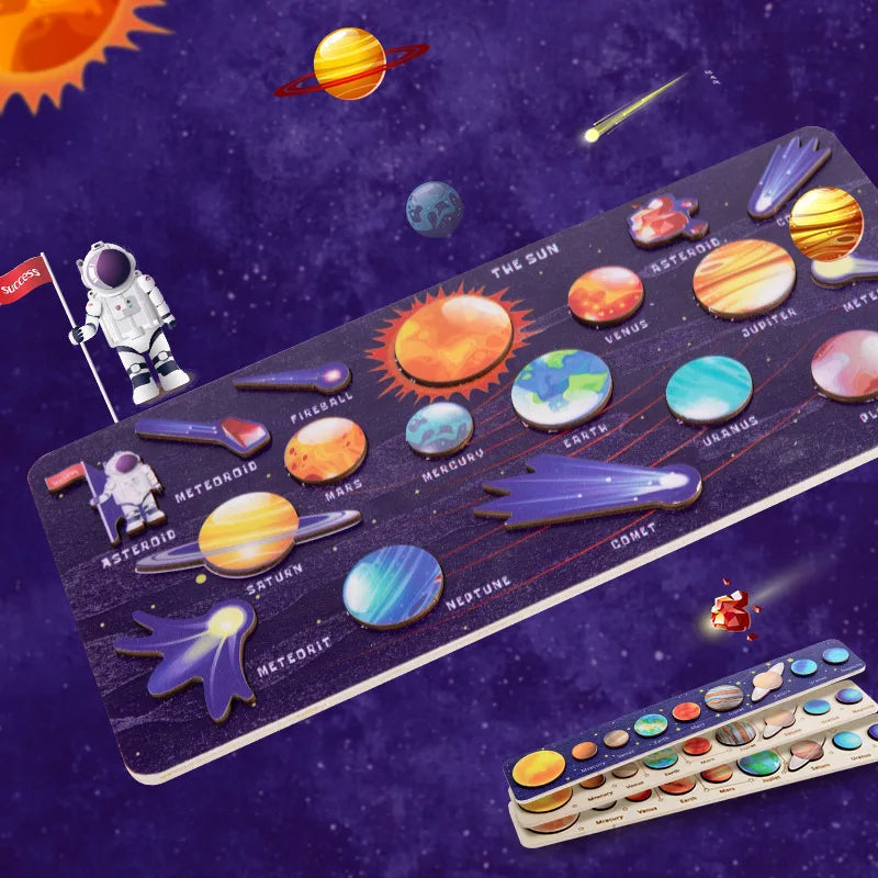 Children Montessori Wooden Solar System Planets Game