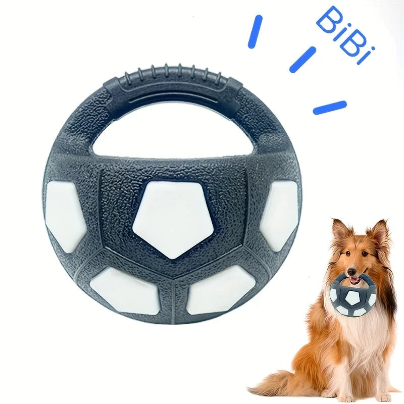 TPR Soccer Ball Dog Toy with Handle & Sound Feature