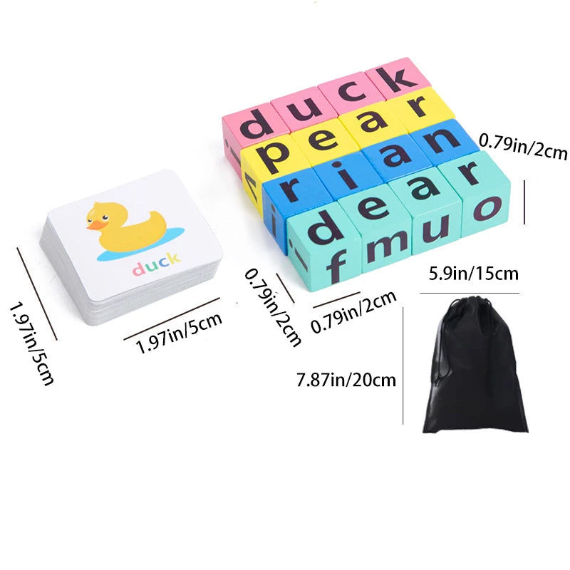 Wooden Word Spelling Game With 40 Cards